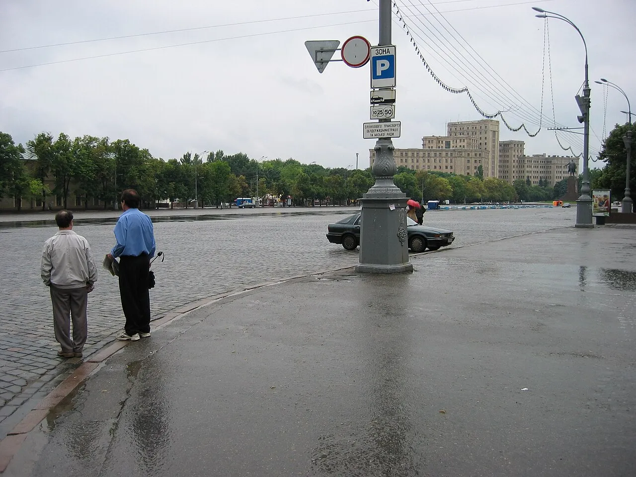 Vrijheidsplein in Charkov, de Oekraïense stad die werd getroffen door de aanval van 5 oktober